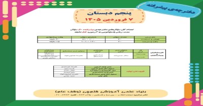 آزمون هوش پنجم- سال تحصیلی 1405-1406/نیمسال دوم